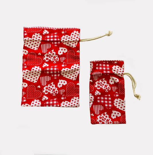 Drawstring Gift Bags Red (set of 2)