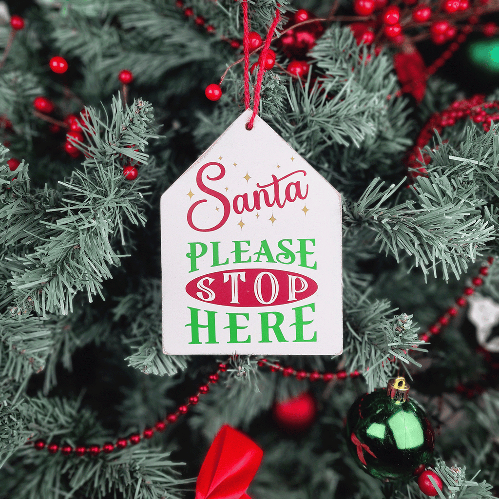 Christmas Sign Santa Stop Here