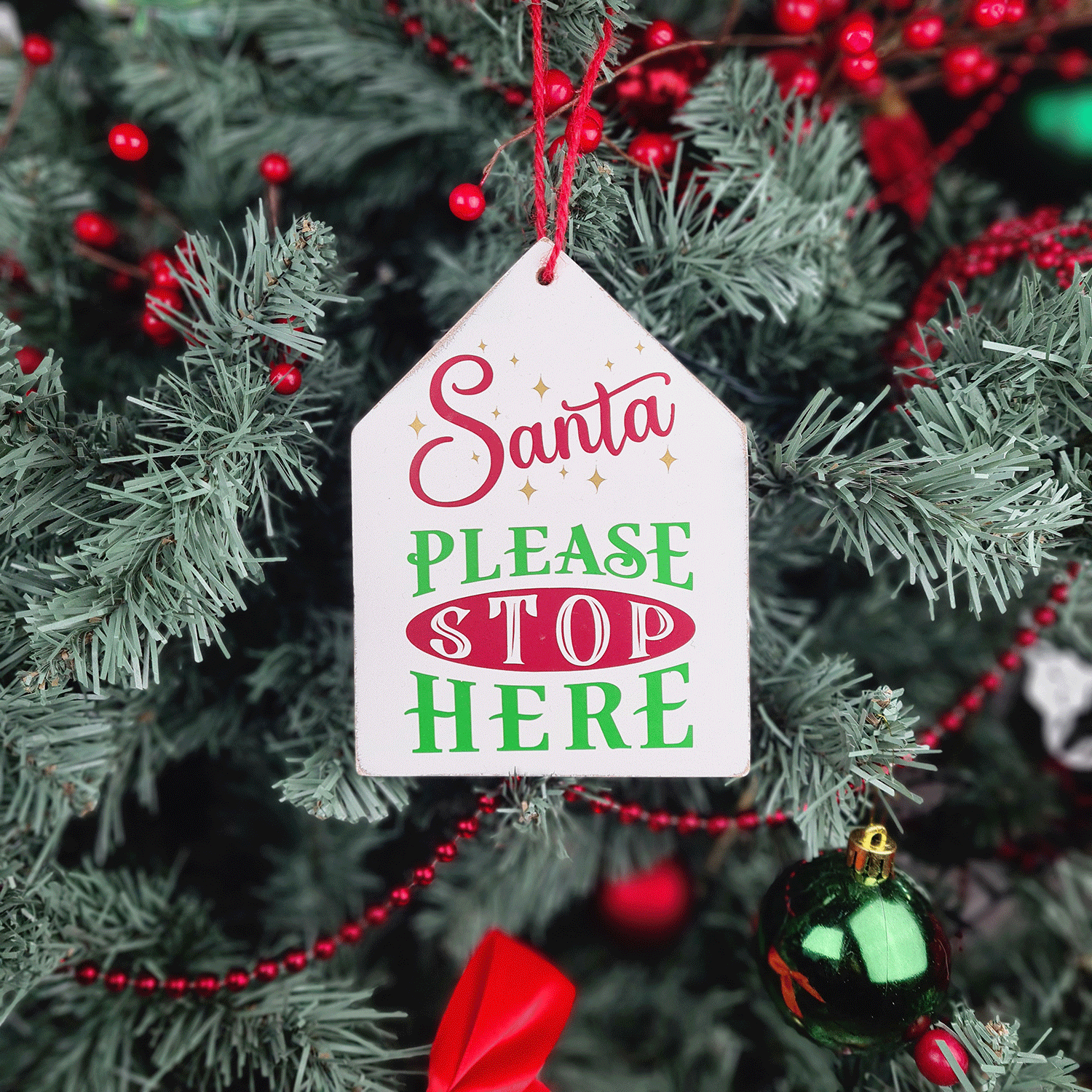 Christmas Sign Santa Stop Here