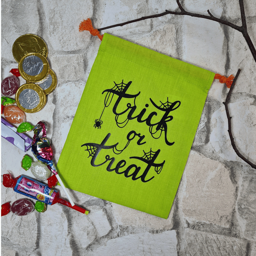 Neon Green Cotton Treat or Trick Bag