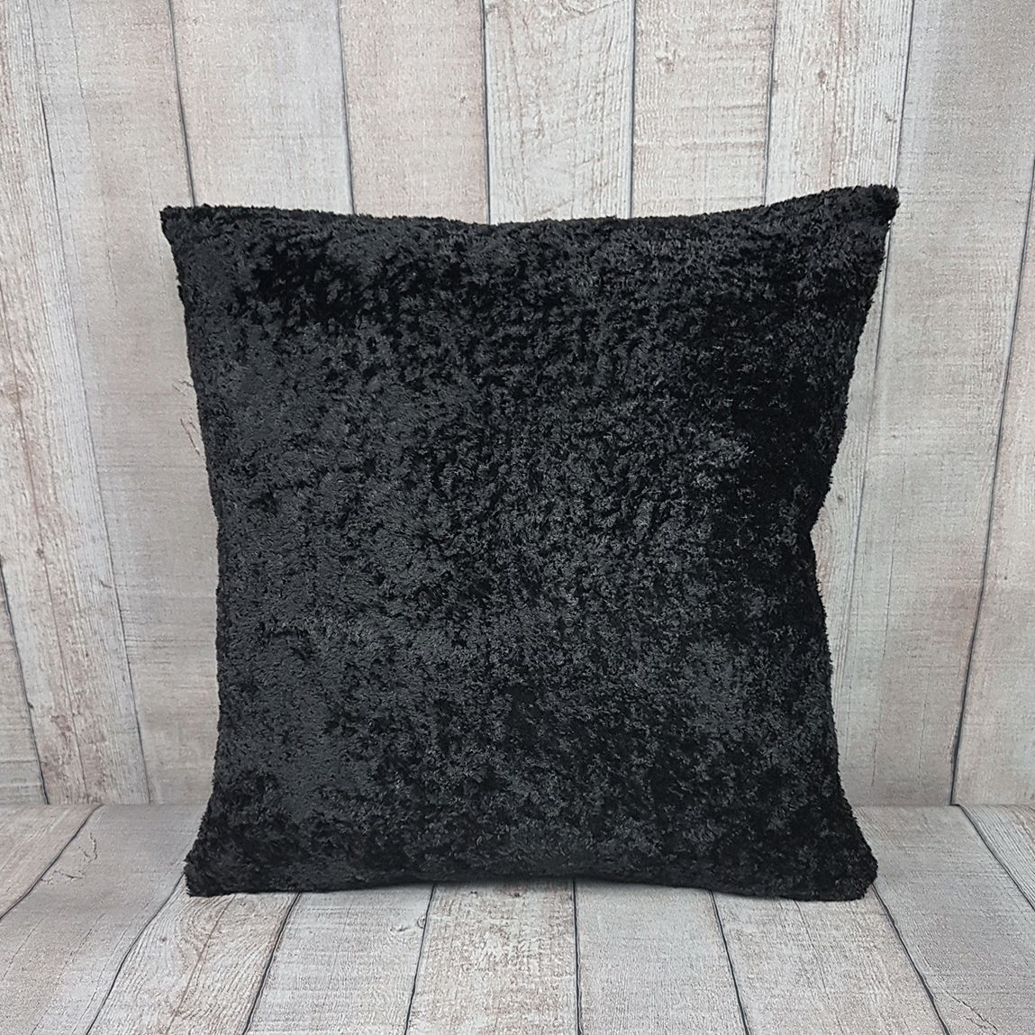 Black Knitted Teddy Fur Cushion Cover 45x45