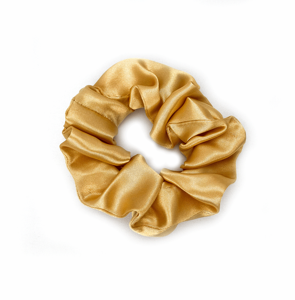 Dark Yellow Satin Scrunchies