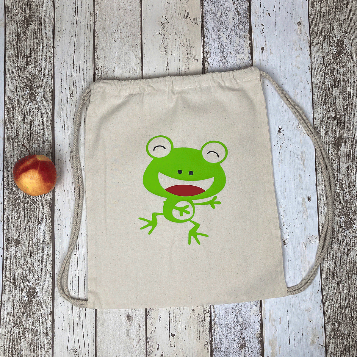 Personalized Kids Drawstring Bag Happy Frog