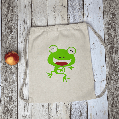 Personalized Kids Drawstring Bag Happy Frog