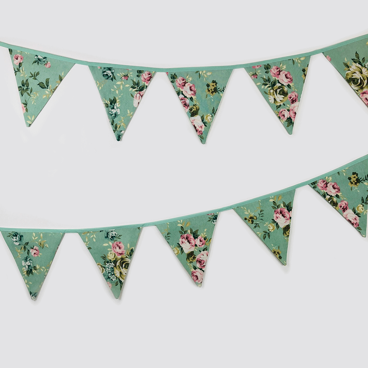 Green Mint Shabby Chic Fabric Bunting