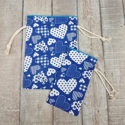 Drawstring Gift Bags Blue (set of 2)
