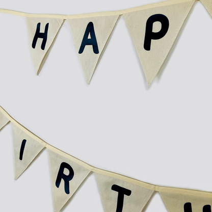 Happy Birthday Fabric Bunting Monochromatic