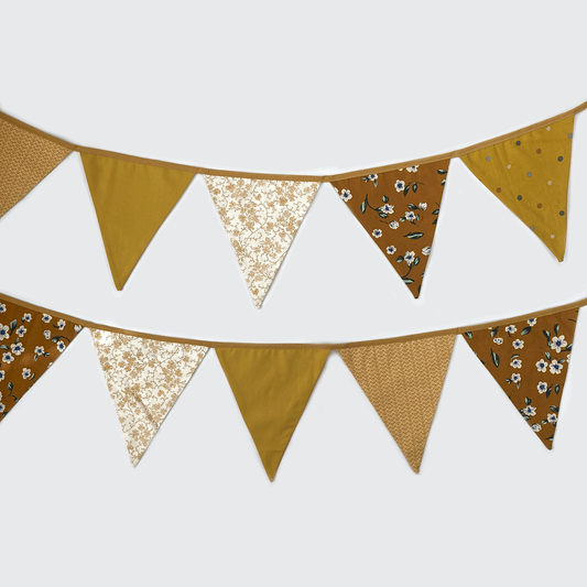 Ocher Tones Vintage Fabric Bunting