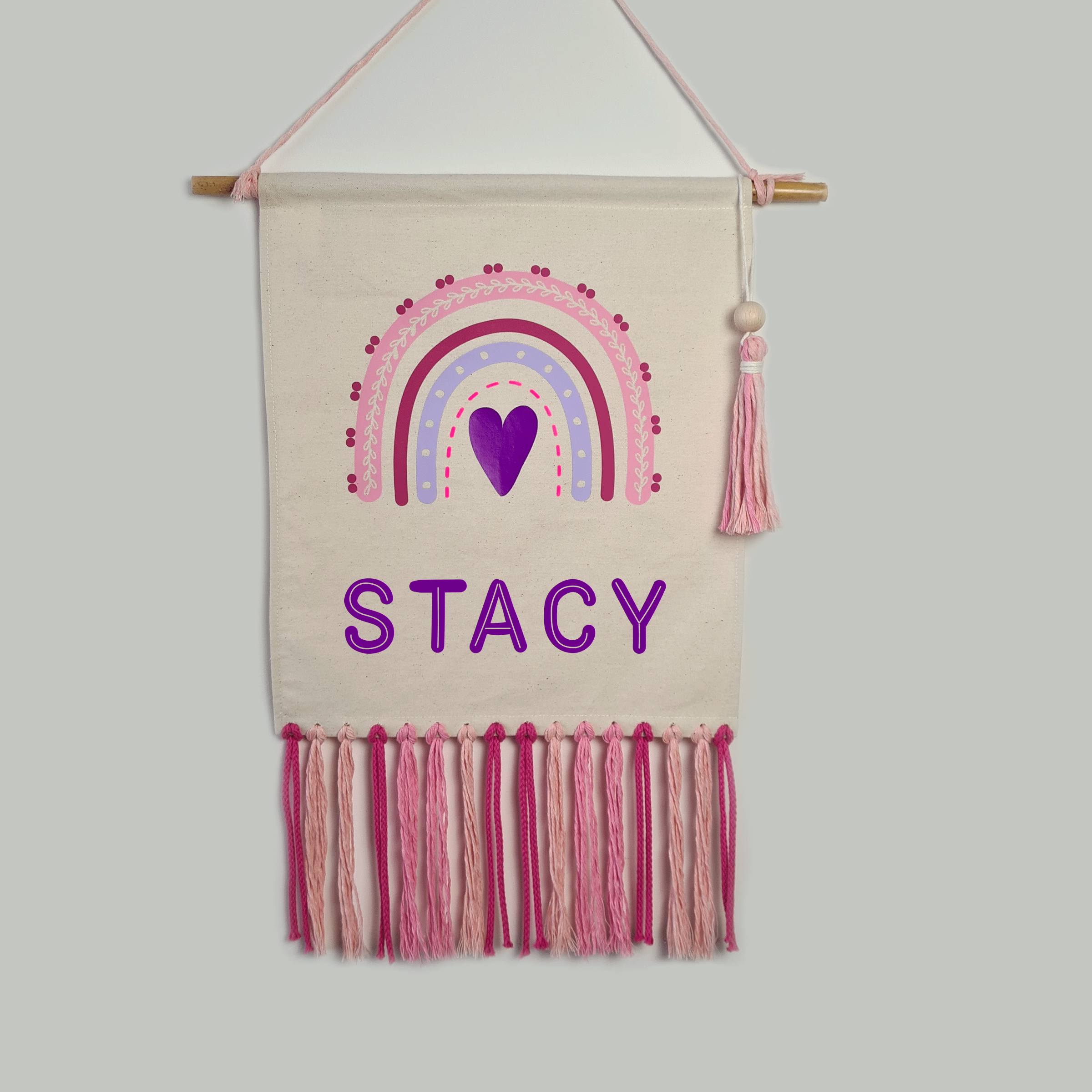 Custom Name Canvas Banner With Macrame Tassels